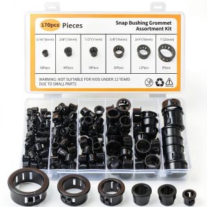 Cable Snap Bushing Grommets 170pcs Black Nylon Kit by Ywchoshe-0