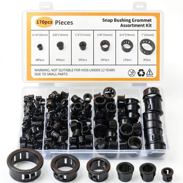 Cable Snap Bushing Grommets 170pcs Black Nylon Kit by Ywchoshe-0