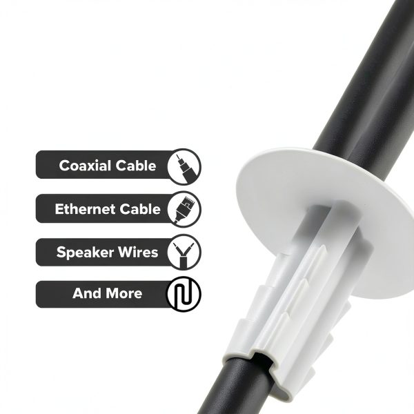 THE CIMPLE CO Single Feed Thru Bushing White RG6 Grommet 10 Pack-2
