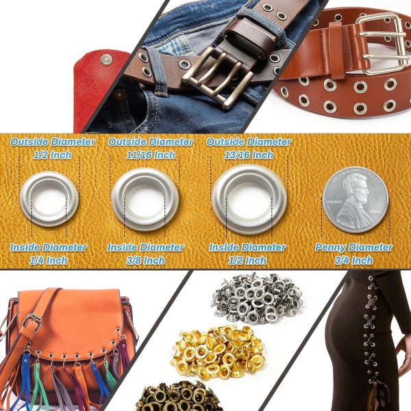 1003Pcs Grommet Tool Kit, 1/4 Inch 6mm(Inside) Grommet Eyelet Pliers Kit with 1000 Metal Eyelets with Washers for Fabric, Leather, Belt, Shoes, Clothes-5
