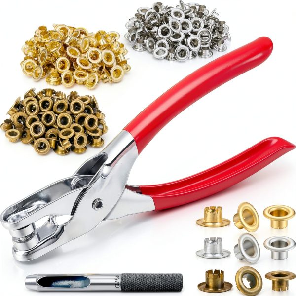 1003Pcs Grommet Tool Kit, 1/4 Inch 6mm(Inside) Grommet Eyelet Pliers Kit with 1000 Metal Eyelets with Washers for Fabric, Leather, Belt, Shoes, Clothes-0