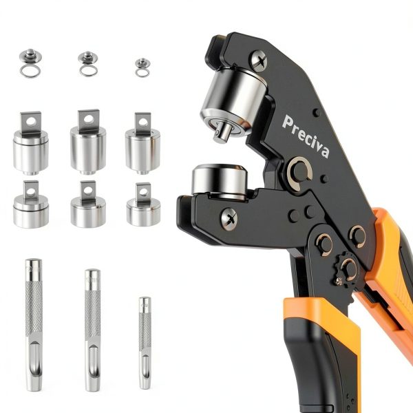 Preciva 3-Size Grommet Tool Kit - 1/2" 1/4" 3/8" Hole Punch & Eyelet Setting Tool with 300Pcs Grommets | Handheld Eyelet Plier for Tarps, Tents, Canvas, Vinyl & Leather Crafting-1