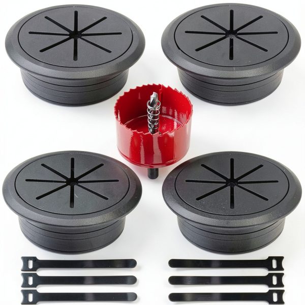 Desk Grommet 4 Pack 2 Inch Black ABS Hole Cover Cable ZLTASYRY-0