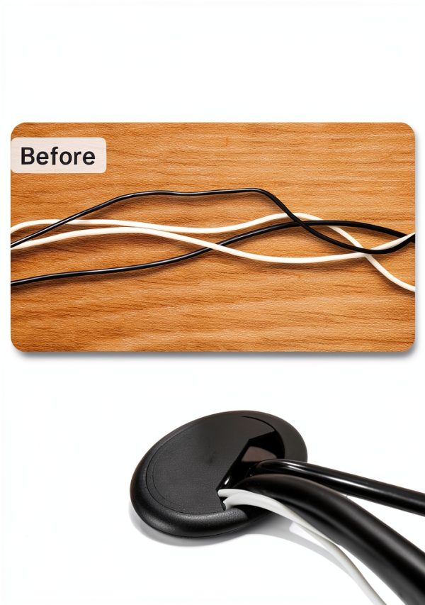 Desk Grommet 2 Inch Black Cable 10 Pack Hole Cover-4
