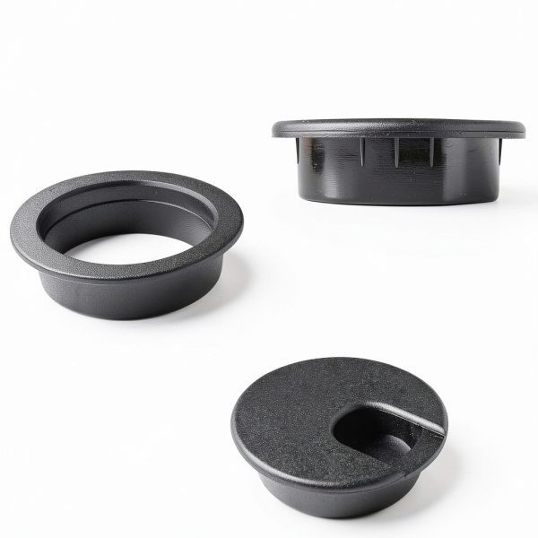 MAHDPRO Desk Grommet 2 Inch (50 mm) Pack of 5-Black ABS Plastic Cable Hole Cover to Arrange Wires & Cords Through Computer Table/Countertops-1