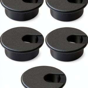 MAHDPRO Desk Grommet 2 Inch (50 mm) Pack of 5-Black ABS Plastic Cable Hole Cover to Arrange Wires & Cords Through Computer Table/Countertops-0