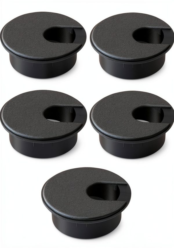 MAHDPRO Desk Grommet 2 Inch (50 mm) Pack of 5-Black ABS Plastic Cable Hole Cover to Arrange Wires & Cords Through Computer Table/Countertops-0
