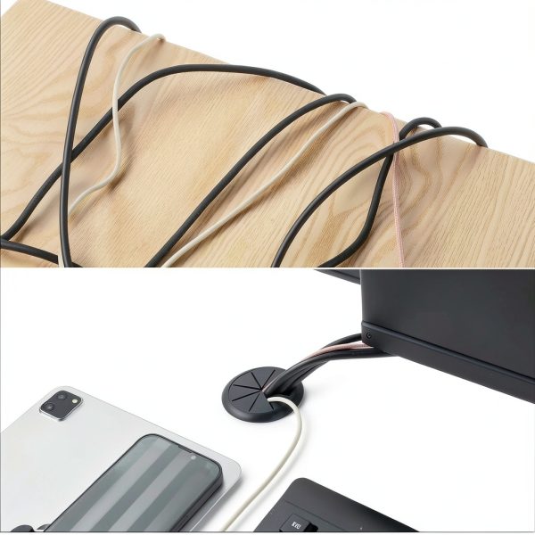HYCC 2 Inch Desk Grommet Black – 5 Pack Flexible Cable Hole Cover-5