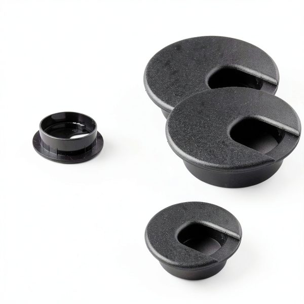 MAHDPRO Desk Grommet 2 Inch (50 mm) Pack of 5-Black ABS Plastic Cable Hole Cover to Arrange Wires & Cords Through Computer Table/Countertops-2