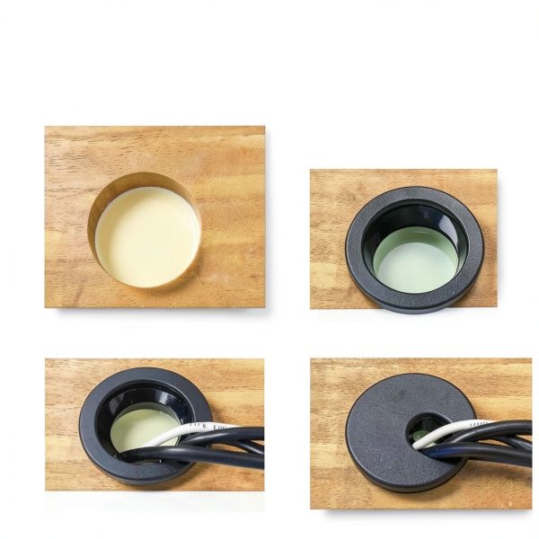 MAHDPRO Desk Grommet 2 Inch (50 mm) Pack of 5-Black ABS Plastic Cable Hole Cover to Arrange Wires & Cords Through Computer Table/Countertops-3