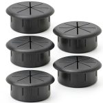 HYCC 2 Inch Desk Grommet Black – 5 Pack Flexible Cable Hole Cover-0