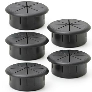 HYCC 2 Inch Desk Grommet Black – 5 Pack Flexible Cable Hole Cover-0