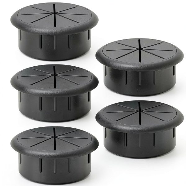 HYCC 2 Inch Desk Grommet Black – 5 Pack Flexible Cable Hole Cover-0