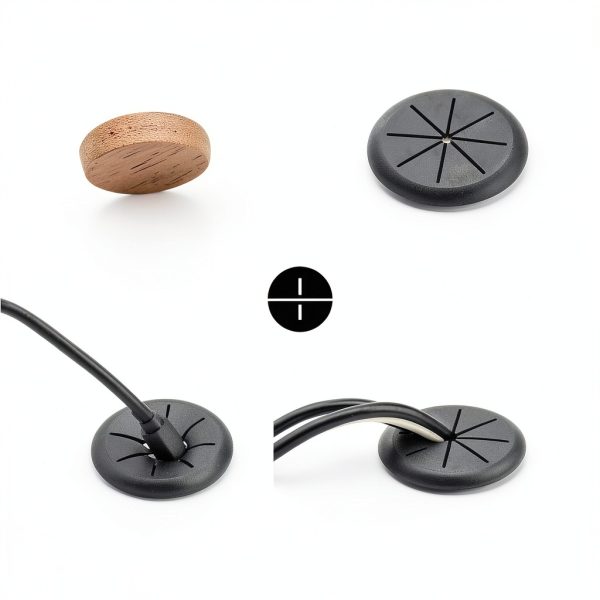 HYCC 2 Inch Desk Grommet Black – 5 Pack Flexible Cable Hole Cover-4