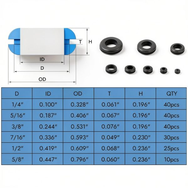 Rubber Grommet Kit Opvixi 8-Size Assortment for Wiring & Automotive-4