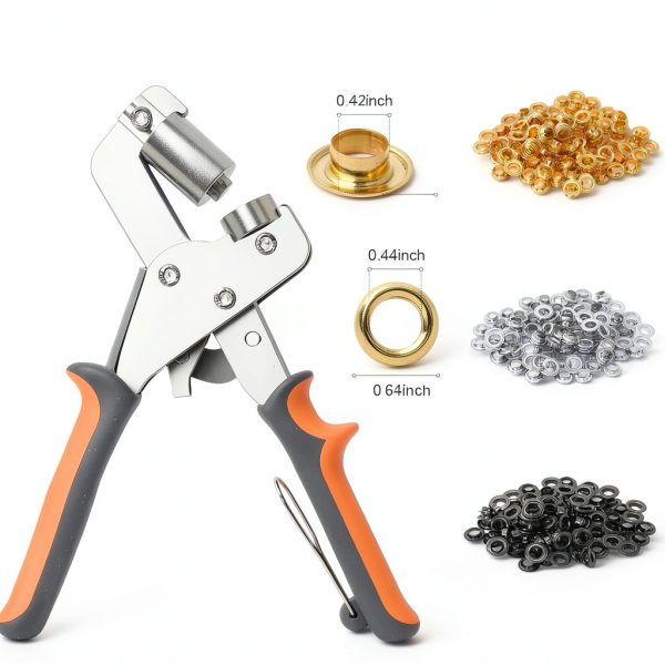 Grommet Tool kit 3/8" Eyelet Pliers with 300 Chrome Grommets – Gold-2